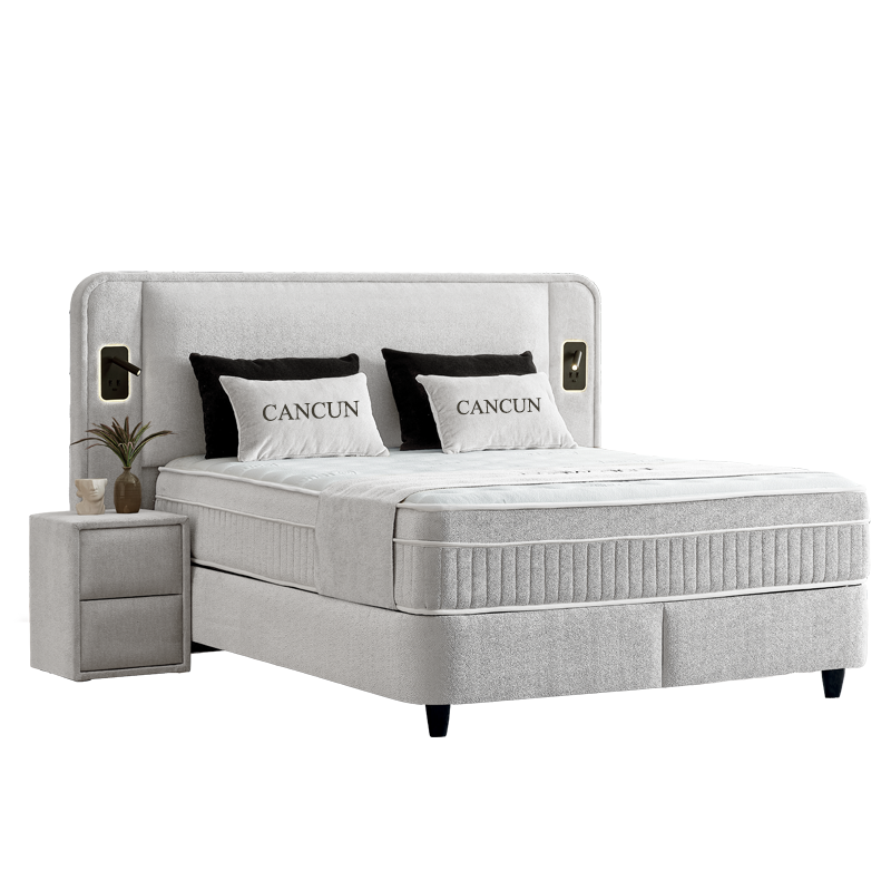 Upholstered bedroom with mattress CANCUN 180 x 200 - white 01