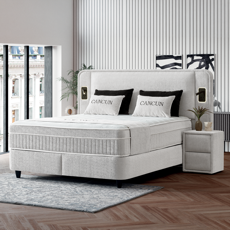 Upholstered bedroom with mattress CANCUN 180 x 200 - white 01