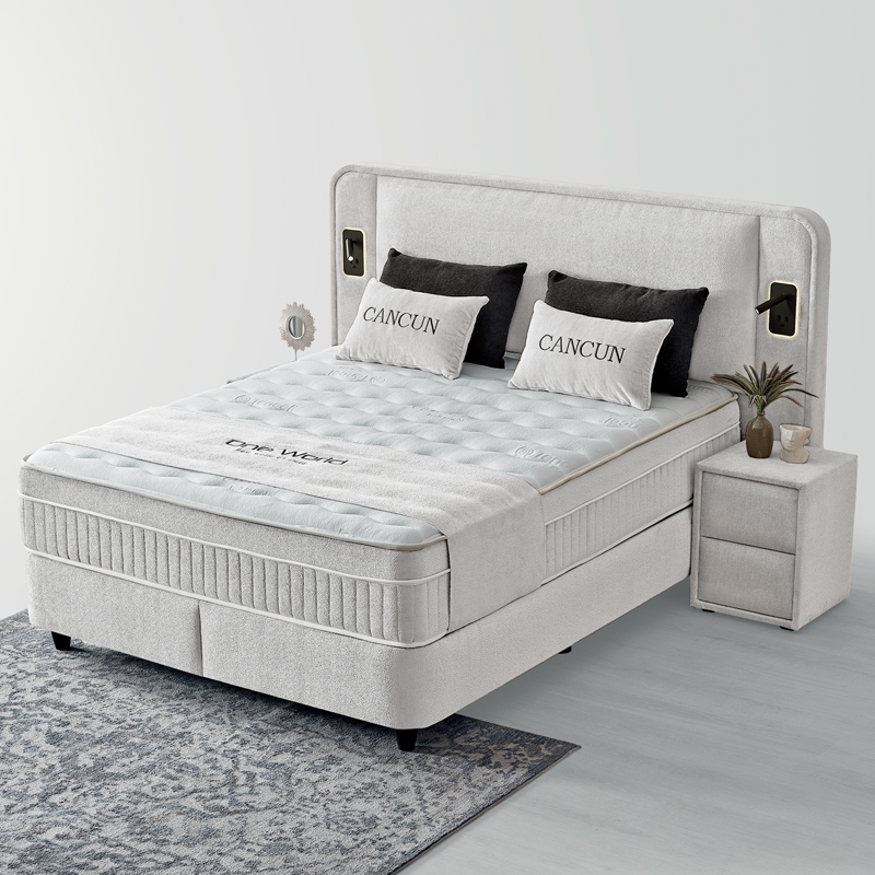 Upholstered bedroom with mattress CANCUN 180 x 200 - white 01