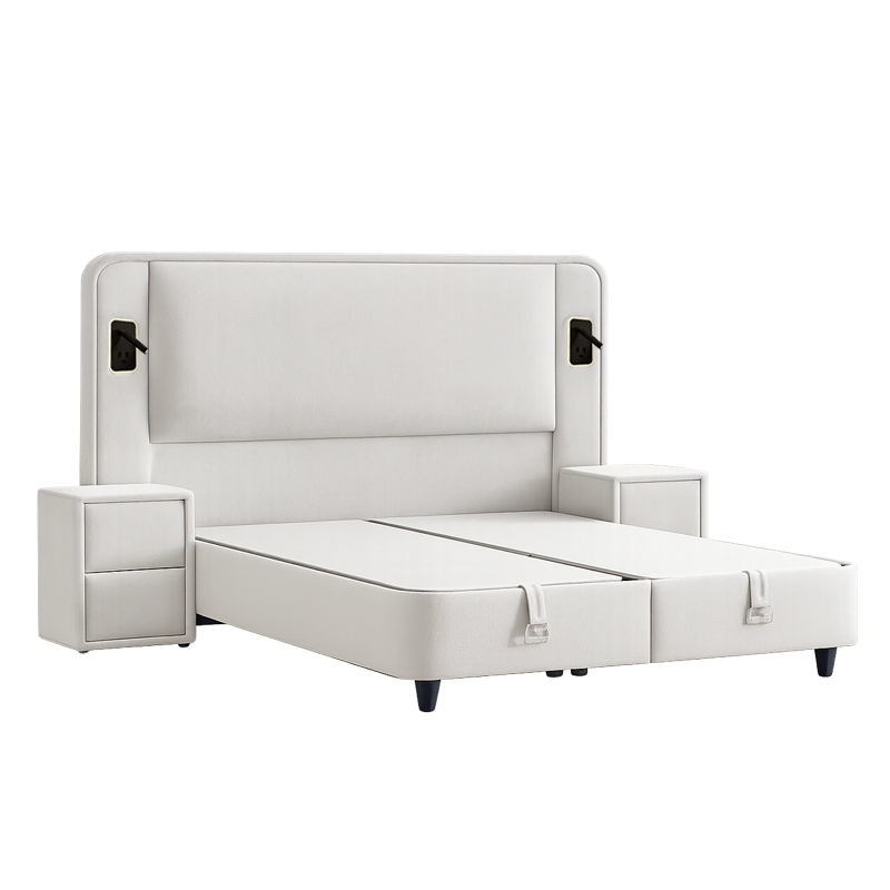 Upholstered bedroom with mattress CANCUN 180 x 200 - white 01