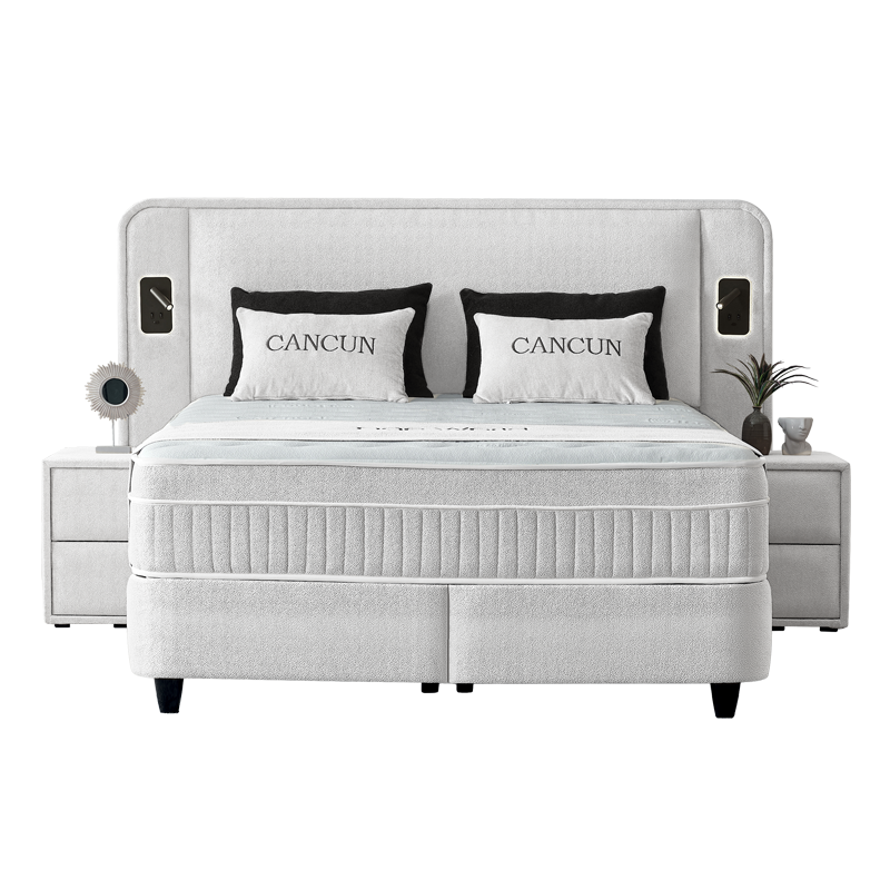 Upholstered bedroom with mattress CANCUN 180 x 200 - white 01