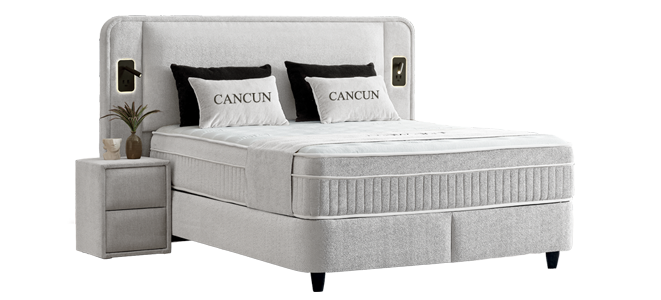 Upholstered bedroom with mattress CANCUN 180 x 200 - white 01