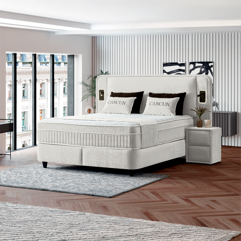 Upholstered bedroom with mattress CANCUN 180 x 200 - mystic sand 28