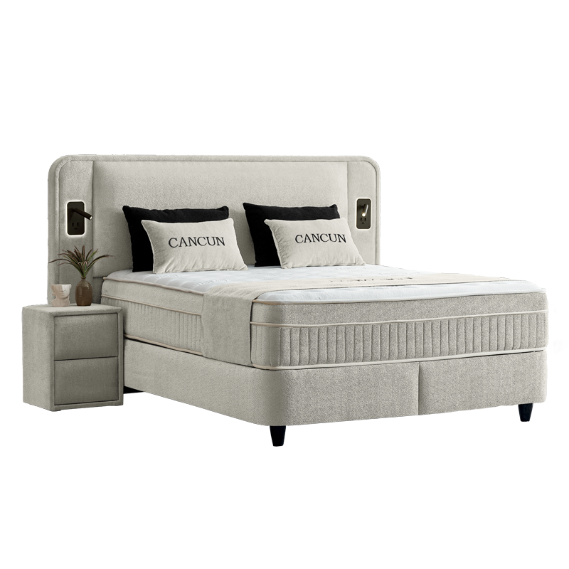 Upholstered bedroom with mattress CANCUN 180 x 200 - latte 06