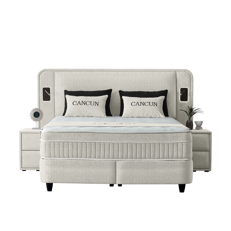 Upholstered bedroom with mattress CANCUN 180 x 200 - latte 06