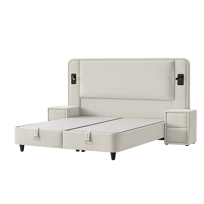 Upholstered bedroom with mattress CANCUN 180 x 200 - latte 06