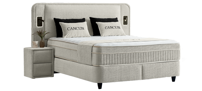 Upholstered bedroom with mattress CANCUN 180 x 200 - latte 06