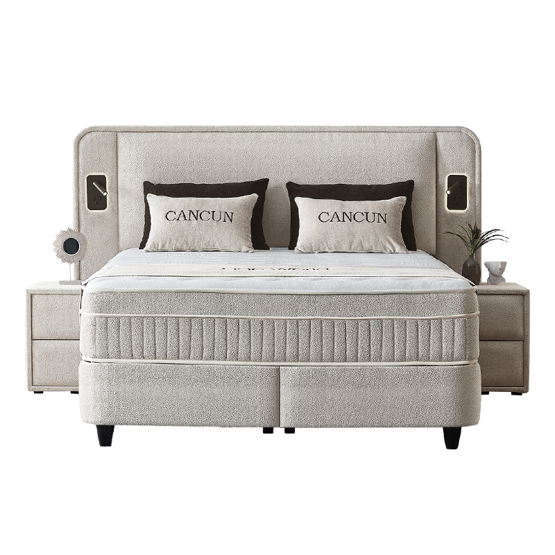Upholstered bedroom with mattress CANCUN 160 x 200 - beige 04