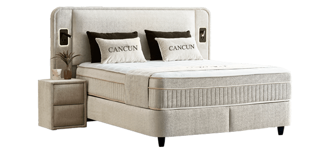 Тапицирана спалня с матрак CANCUN 160 x 200 - крем 01