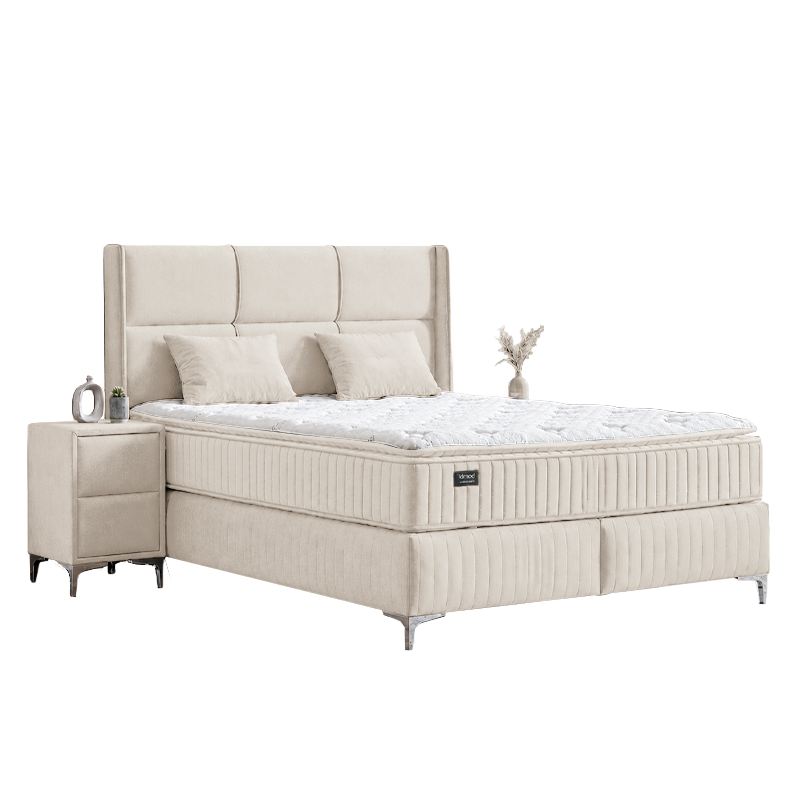 Upholstered bedroom with mattress BELLA 160 x 200 - beige 02