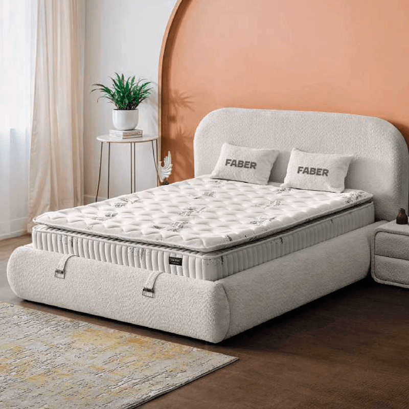 Υπνοδωμάτιο με ταπετσαρία και στρώμα FABER 160 x 200 - pearl SY
