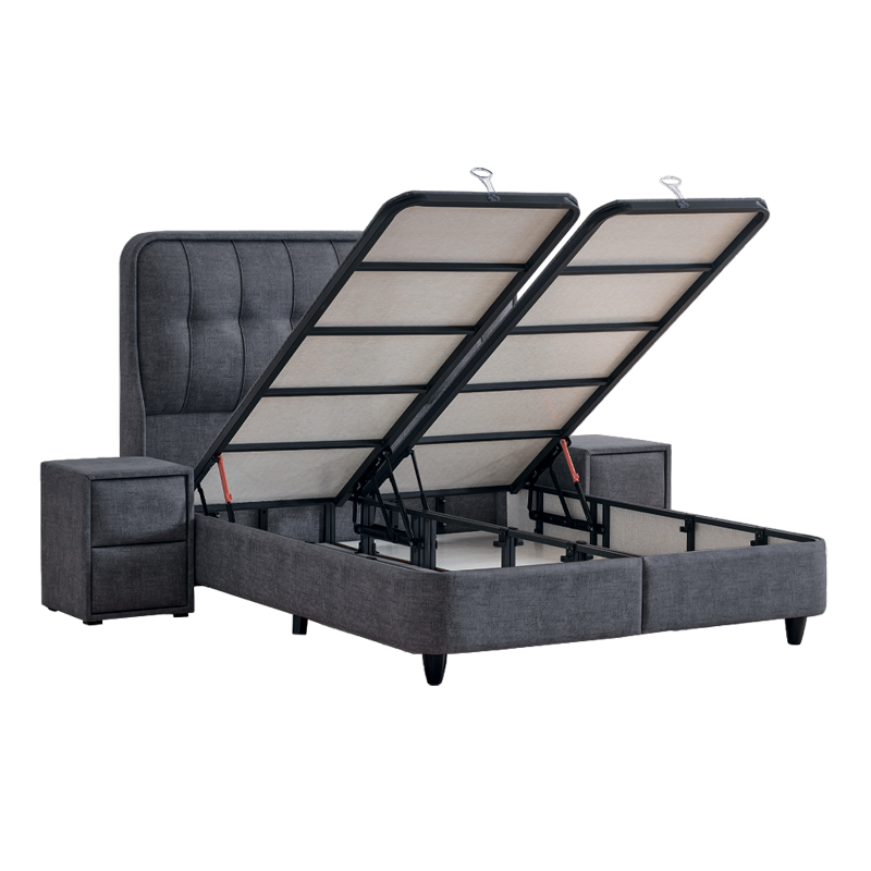 Upholstered bedroom with mattress PICASSO 160 x 200 - graphite 501