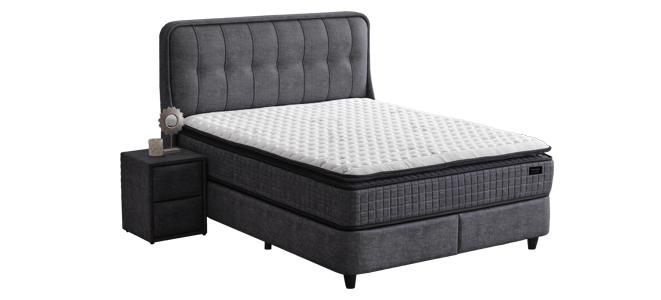 Upholstered bedroom with mattress PICASSO 160 x 200 - graphite 501