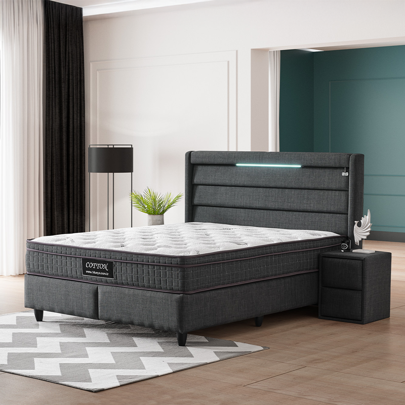 Υπνοδωμάτιο με ταπετσαρία και στρώμα COTTON 180 x 200 - γραφίτης 501