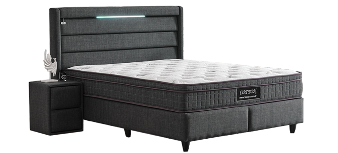 Υπνοδωμάτιο με ταπετσαρία και στρώμα COTTON 180 x 200 - γραφίτης 501