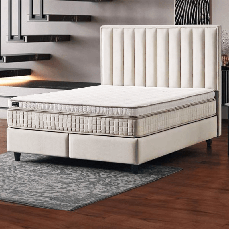 Υπνοδωμάτιο με ταπετσαρία και στρώμα PERRY LUX 140 x 200 - κρεμ 01