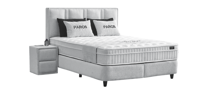 Тапицирана спалня с матрак PAROS 140 х 200 - сребърен AN