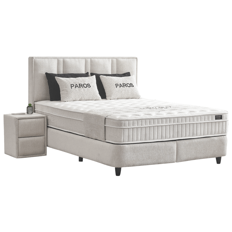 Тапицирана спалня с матрак PAROS 160 х 200 - крем AN