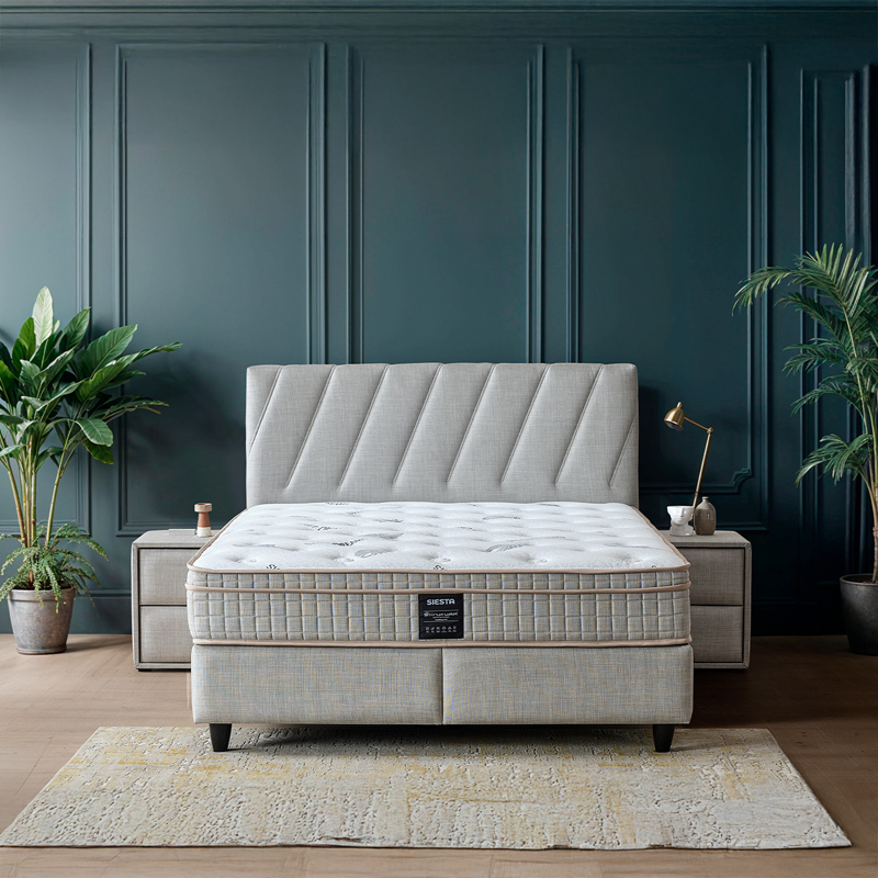 Тапицирана спалня с матрак SIESTA 160 x 200 - сив 02