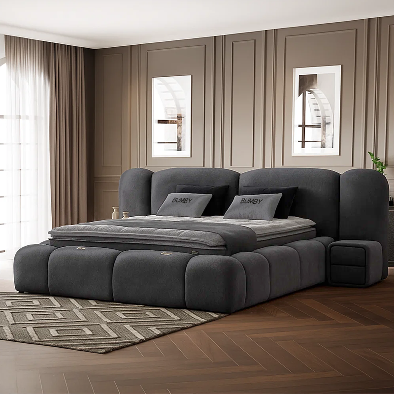 Upholstered bedroom with mattress BUMBY 160 x 200 - gray 13