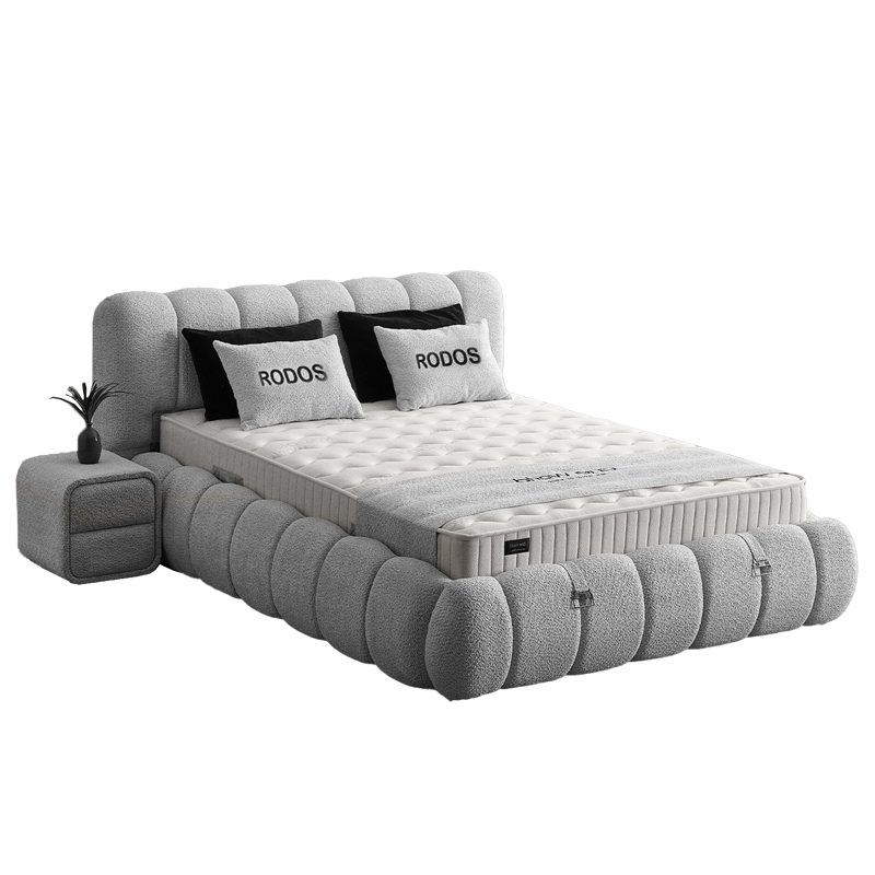 Upholstered bedroom with mattress RODOS 160 x 200 - light gray 326