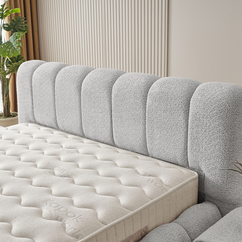 Upholstered bedroom with mattress RODOS 160 x 200 - light gray 326