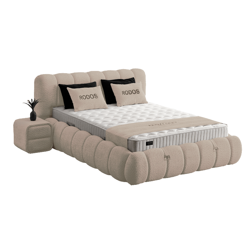 Upholstered bedroom with mattress RODOS 160 x 200 - beige 04