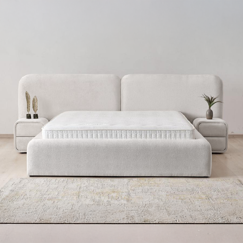 Upholstered bedroom with mattress MYKONOS 160 x 200 - pearl SY