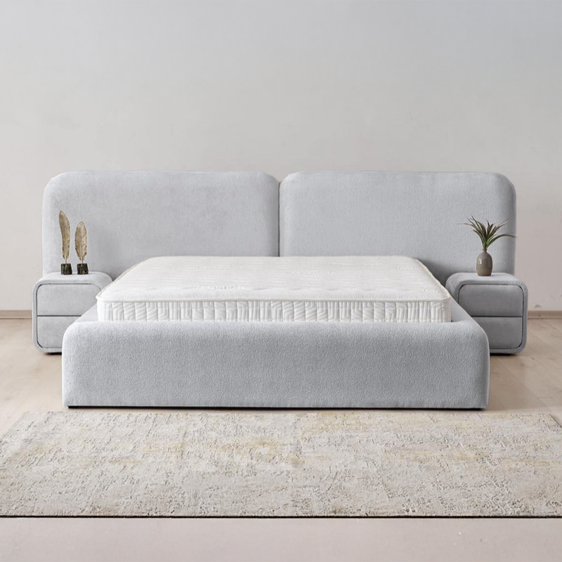 Upholstered bedroom with mattress MYKONOS 180 x 200 - silver AN
