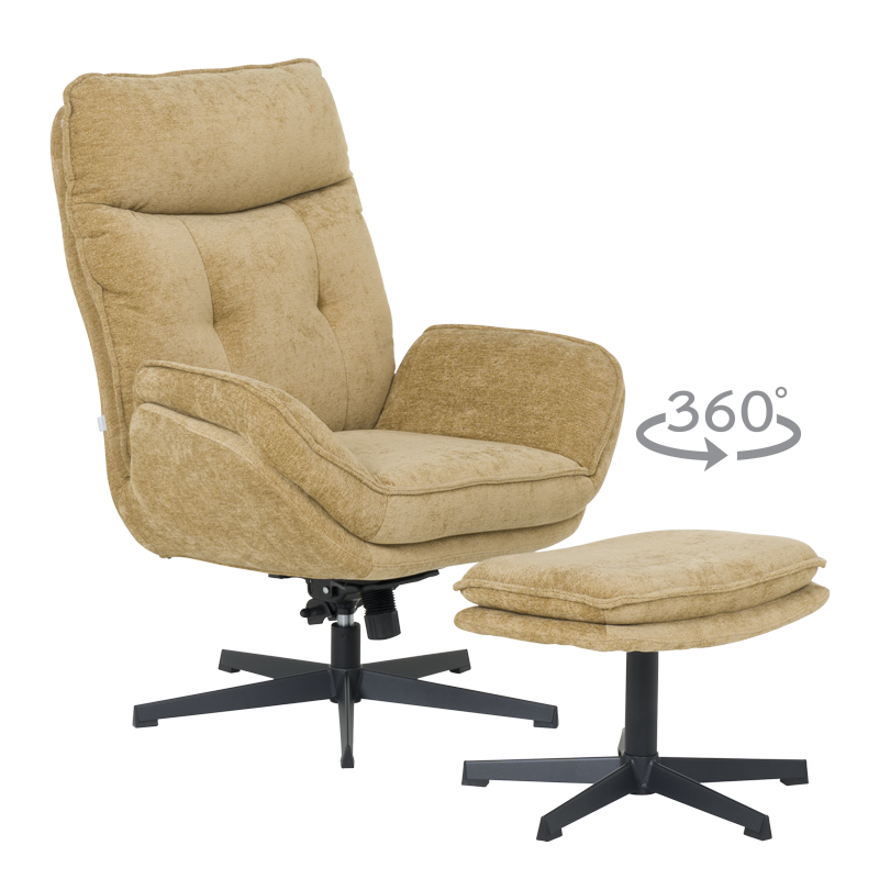 Armchair with stool ANDREA - mustard