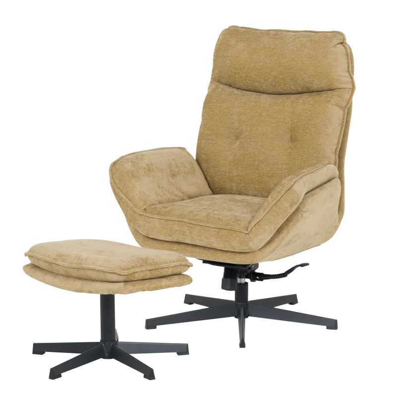 Armchair with stool ANDREA - mustard