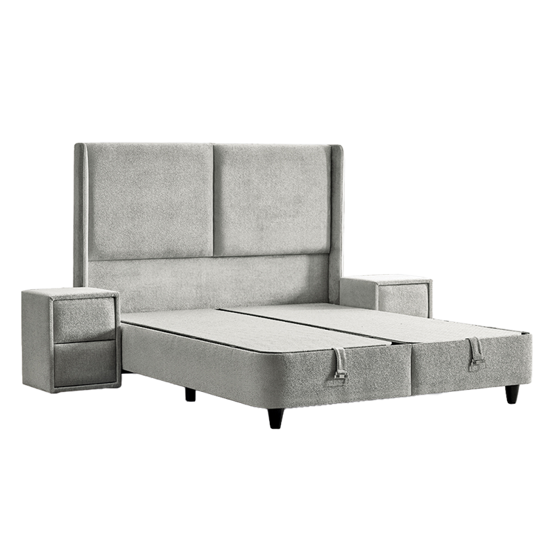 Upholstered bedroom with mattress DIANA 180 x 200 - light gray 326