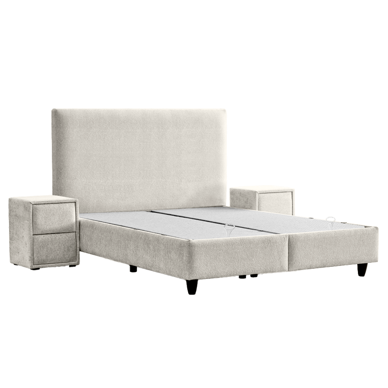 Upholstered bedroom with mattress COMO 180 x 200 - cream 01