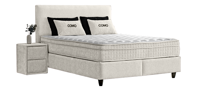 Upholstered bedroom with mattress COMO 180 x 200 - cream 01