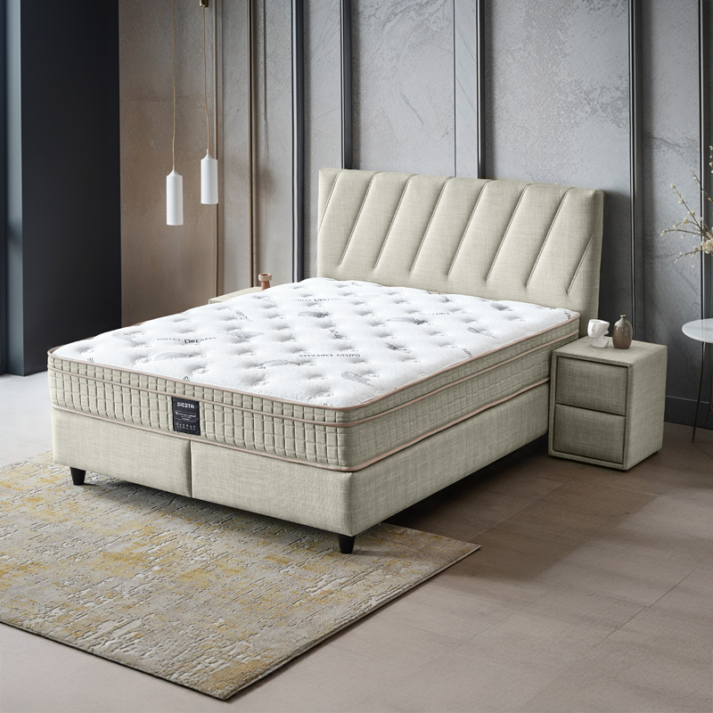 Upholstered bedroom with mattress SIESTA 180 x 200 - cream 01