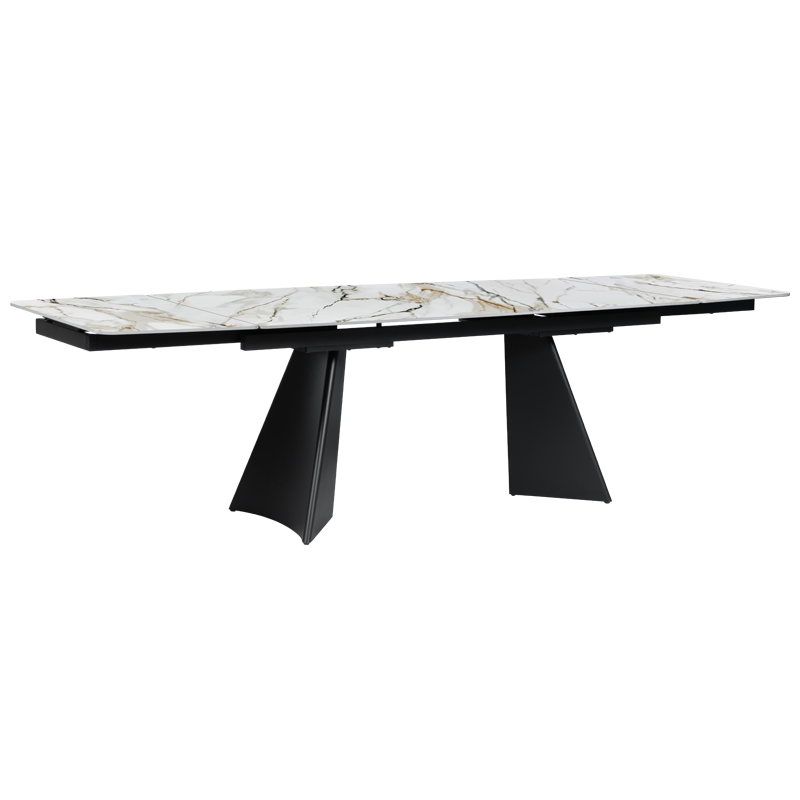 Extendable dining table CARORA - white gloss Tuscany