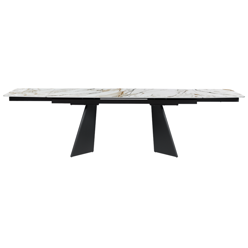 Extendable dining table CARORA - white gloss Tuscany