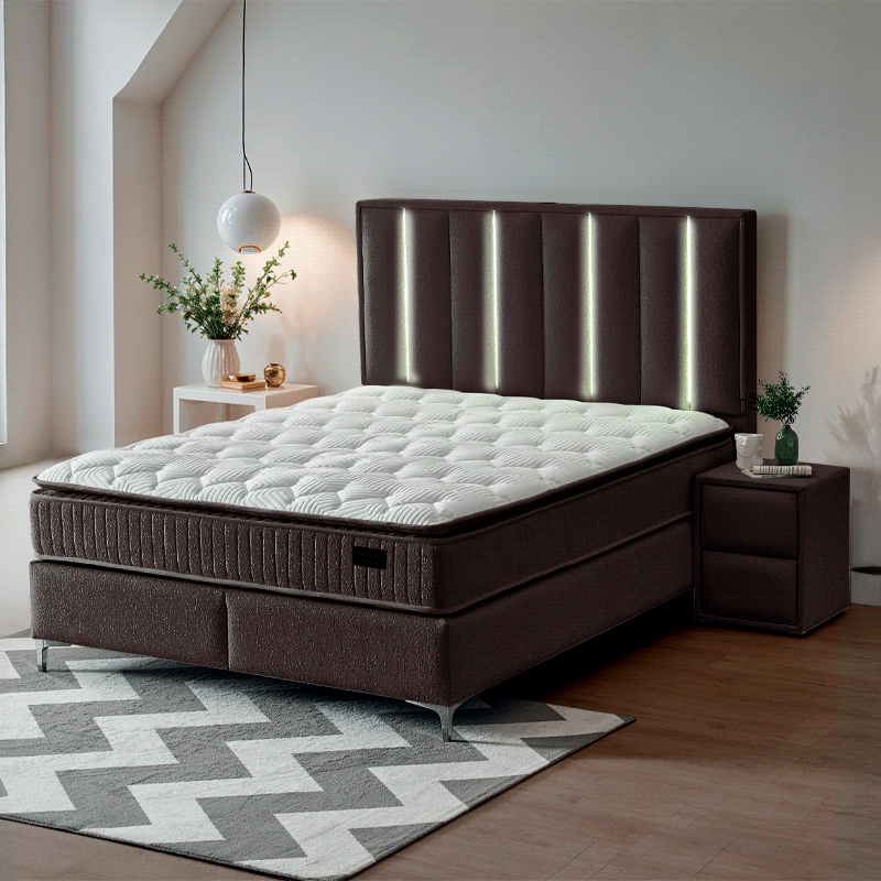 Υπνοδωμάτιο με ταπετσαρία και στρώμα MINI MOONLIGHT 160 x 200 - σκούρο καφέ 680