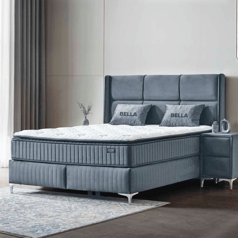 Upholstered bedroom with mattress BELLA 180 x 200 - dark gray 32