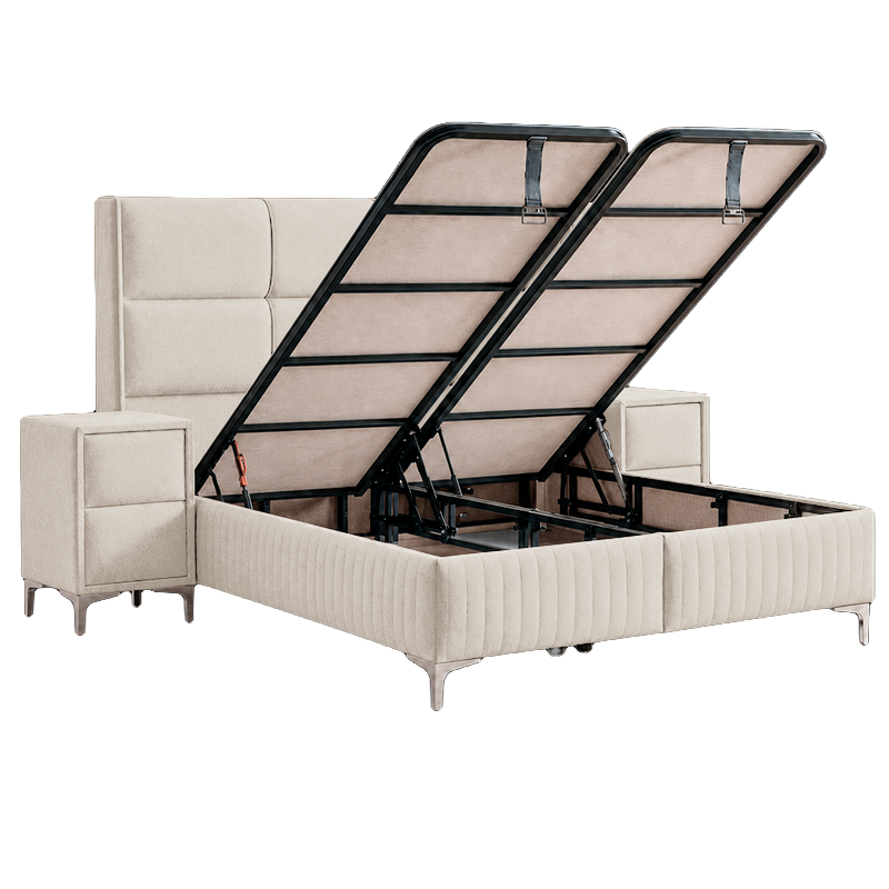 Upholstered bedroom with mattress BELLA 180 x 200 - beige 02
