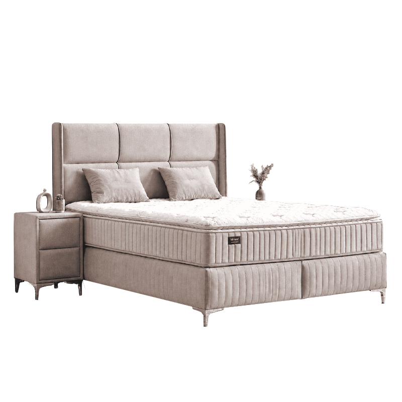 Upholstered bedroom with mattress BELLA 180 x 200 - cream 03