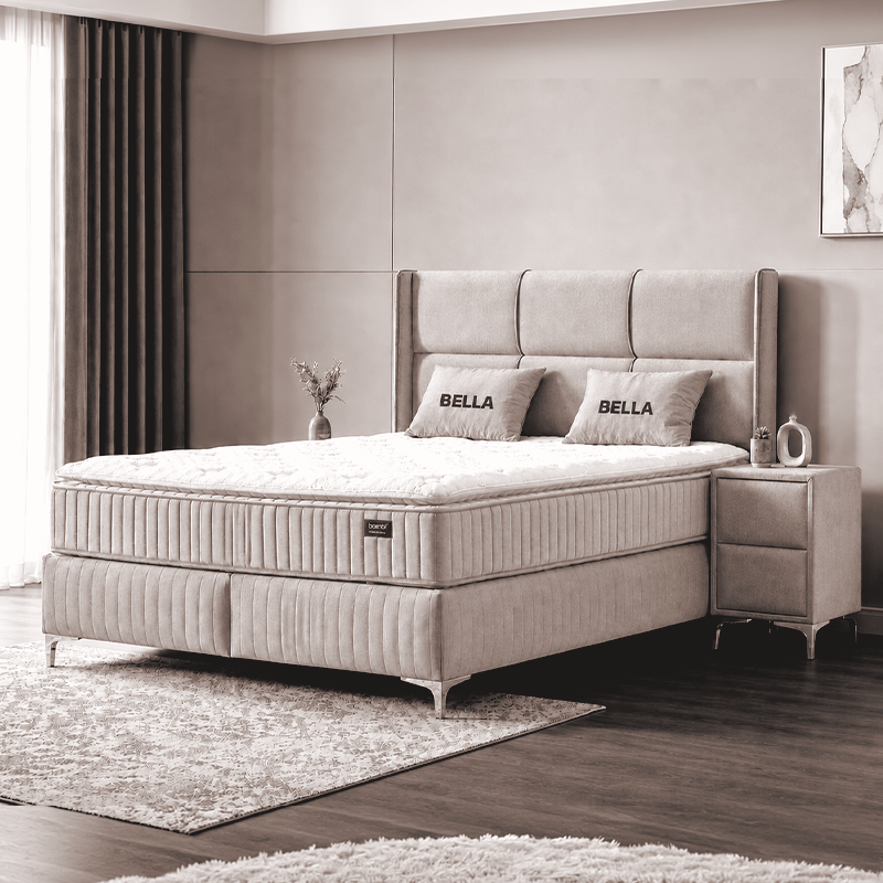 Upholstered bedroom with mattress BELLA 180 x 200 - cream 03