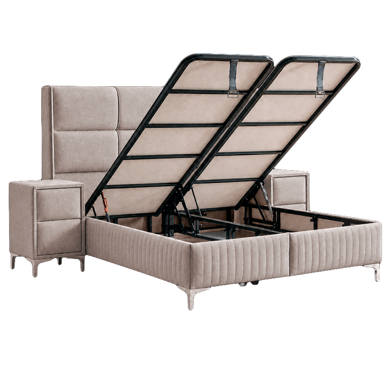 Upholstered bedroom with mattress BELLA 180 x 200 - cream 03