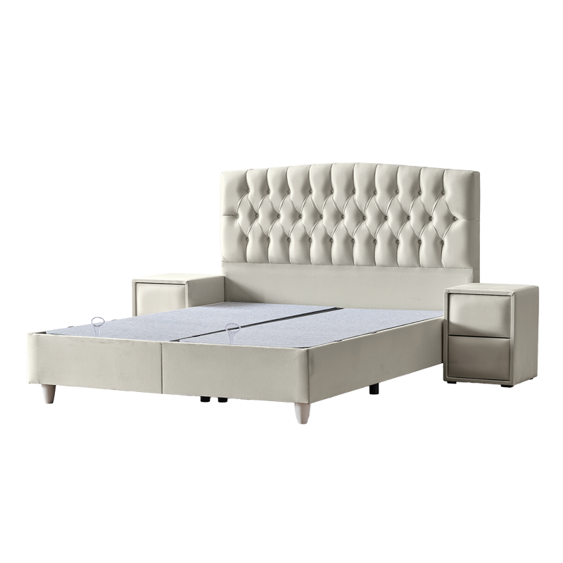 Upholstered bedroom with mattress MONZA 180 x 200 - cream B 01