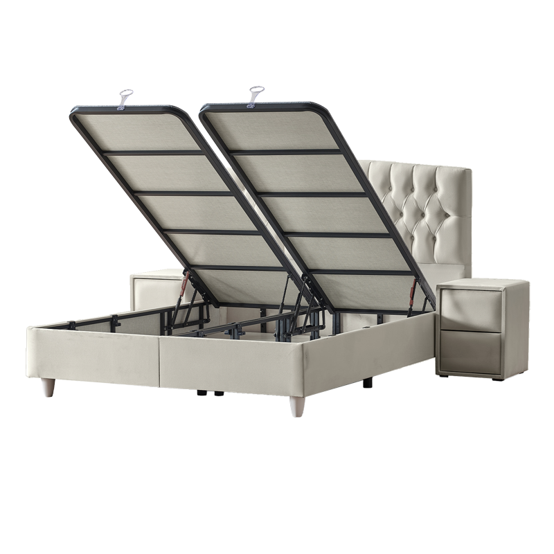 Upholstered bedroom with mattress MONZA 160 x 200 - cream B 01