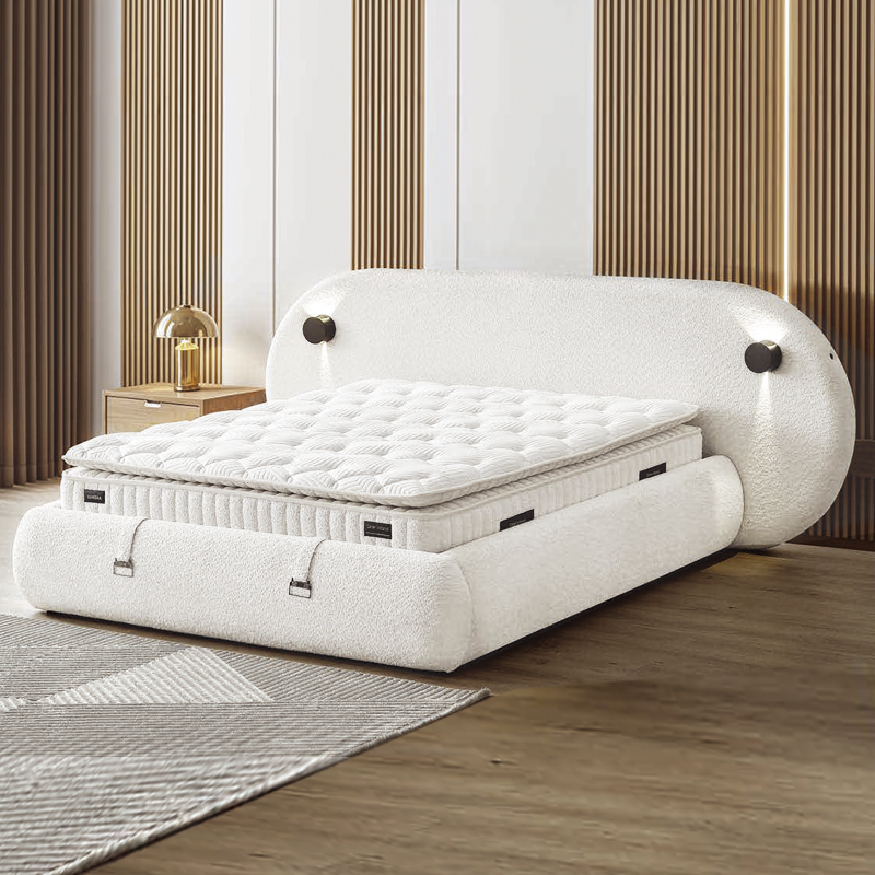 Upholstered bedroom with mattress LUMERA 160 x 200 - champagne 318