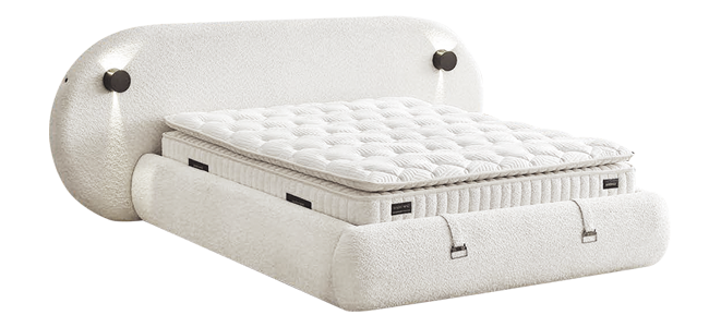 Upholstered bedroom with mattress LUMERA 160 x 200 - champagne 318