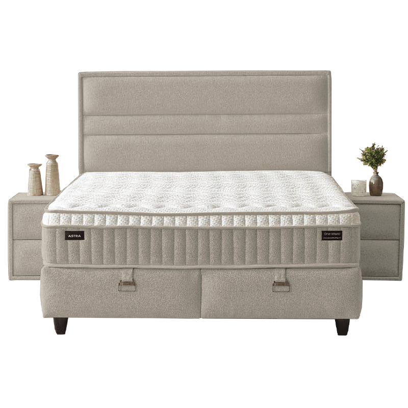 Upholstered bedroom with mattress ASTRA 160 x 200 - beige 04
