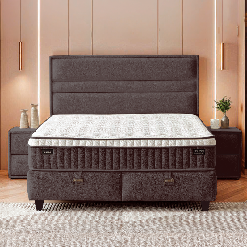 Upholstered bedroom with mattress ASTRA 160 x 200 - anthracite 680