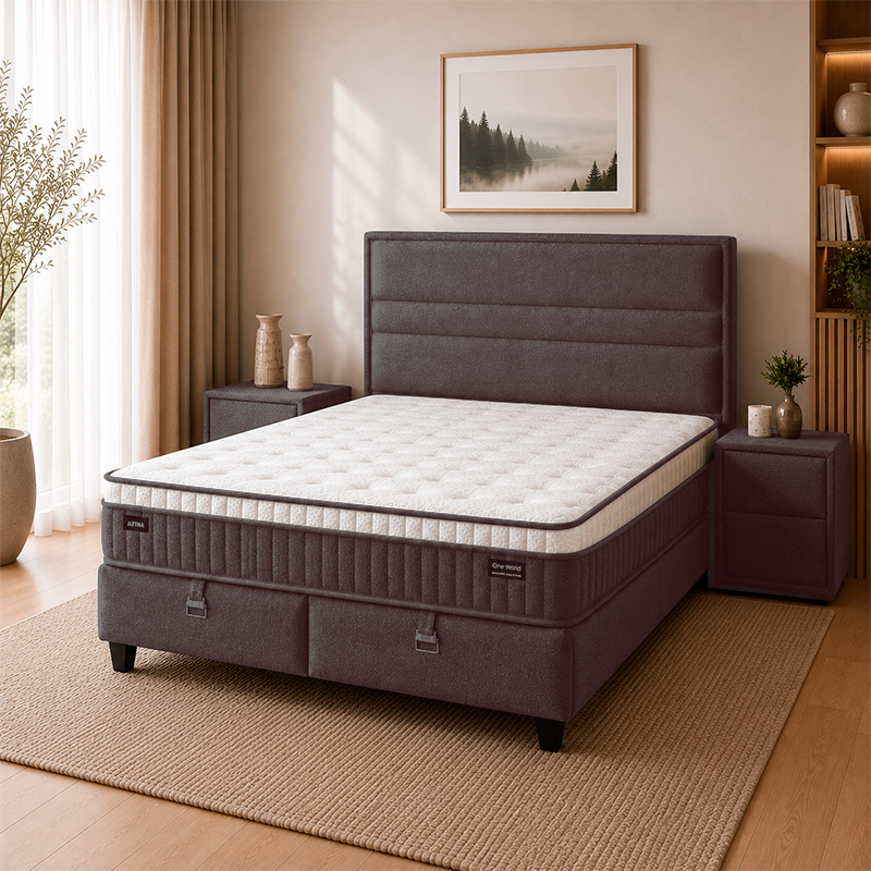 Upholstered bedroom with mattress ASTRA 160 x 200 - anthracite 680